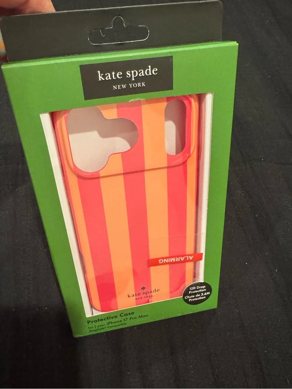 kate spade Striped MagSafe iPhone 17pro max Case in Pink & peach-protect ur cell